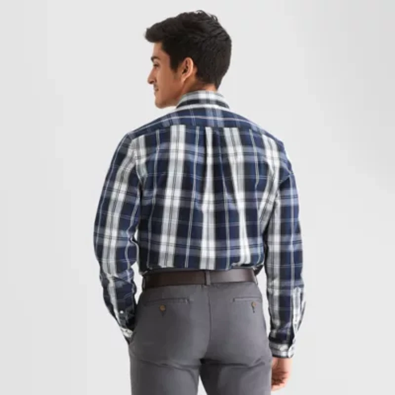 U.S. Polo Assn. Stretch Poplin Mens Long Sleeve Classic Fit Fabric Embroidered Button-Down Shirt