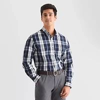 U.S. Polo Assn. Stretch Poplin Mens Long Sleeve Classic Fit Fabric Embroidered Button-Down Shirt