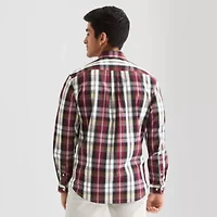 U.S. Polo Assn. Stretch Poplin Mens Long Sleeve Classic Fit Fabric Embroidered Button-Down Shirt