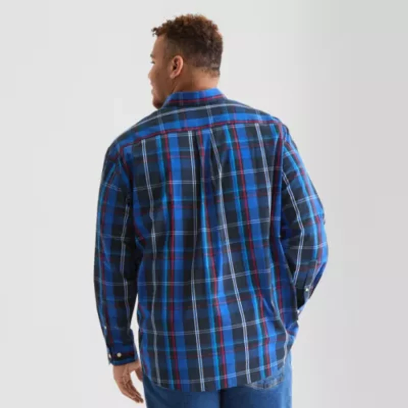 U.S. Polo Assn. Mens Long Sleeve Classic Fit Stretch Fabric Embroidered Big and Tall Button-Down Shirt