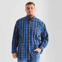U.S. Polo Assn. Mens Long Sleeve Classic Fit Stretch Fabric Embroidered Big and Tall Button-Down Shirt