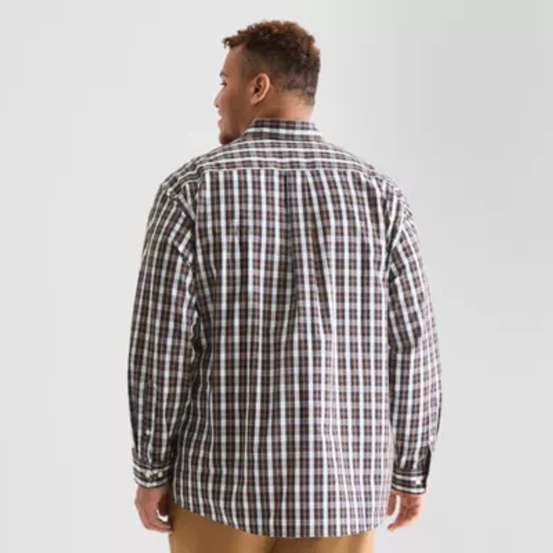 U.S. Polo Assn. Mens Long Sleeve Classic Fit Stretch Fabric Embroidered Big and Tall Button-Down Shirt