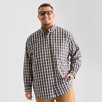U.S. Polo Assn. Mens Long Sleeve Classic Fit Stretch Fabric Embroidered Big and Tall Button-Down Shirt