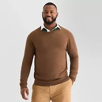 St. John's Bay Fine Gauge Big and Tall Mens Crew Neck Long Sleeve Pullover Sweater