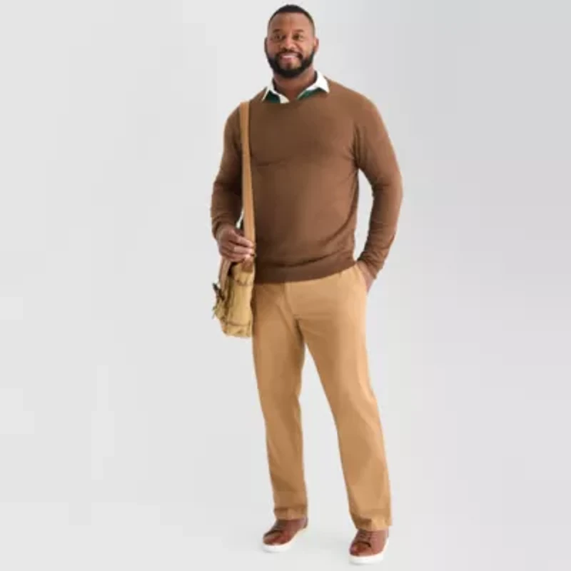 St. John's Bay Fine Gauge Big and Tall Mens Crew Neck Long Sleeve Pullover Sweater