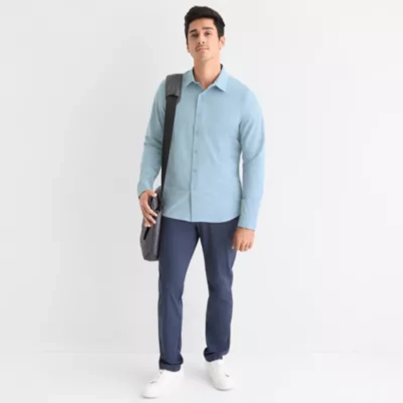 Stylus Mens Long Sleeve Cuffed Regular Fit Button-Down Shirt