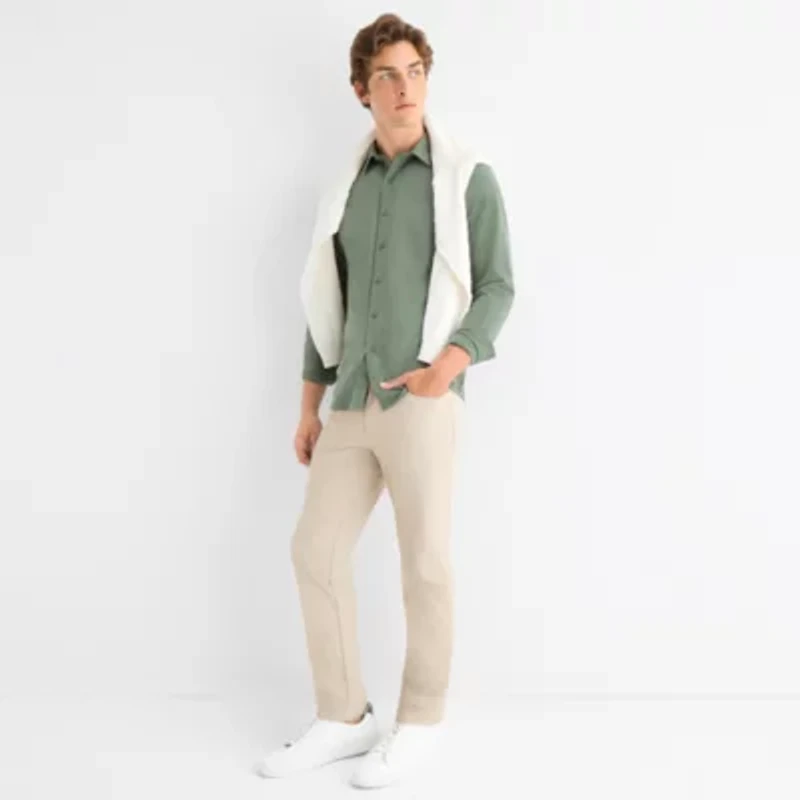 Stylus Mens Long Sleeve Regular Fit Button-Down Shirt