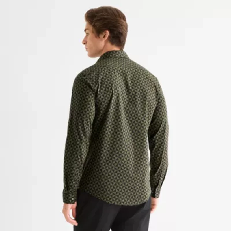 J. Ferrar Ultra Comfort Mens Long Sleeve Slim Fit Stretch Fabric Wrinkle Free Button-Down Shirt