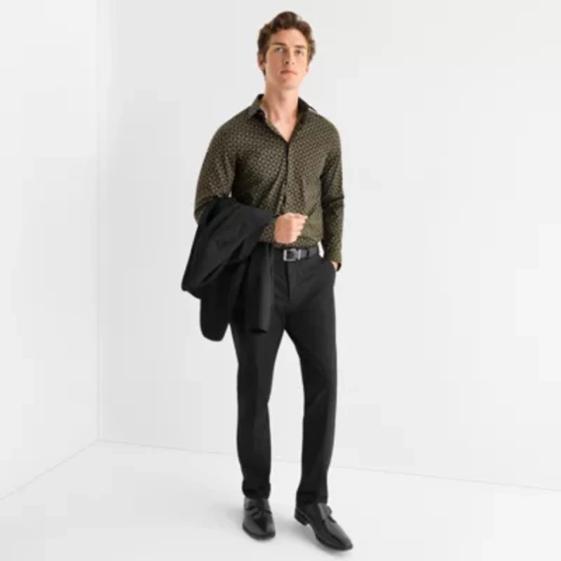 J. Ferrar Ultra Comfort Mens Long Sleeve Slim Fit Stretch Fabric Wrinkle Free Button-Down Shirt