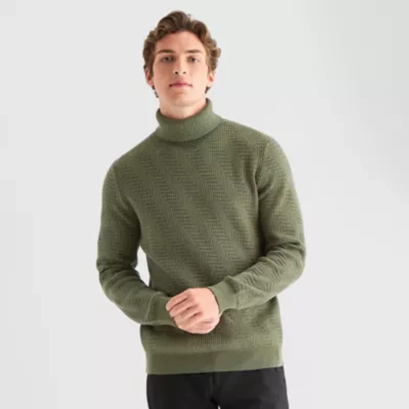 J. Ferrar Mens Long Sleeve Regular Fit Turtleneck