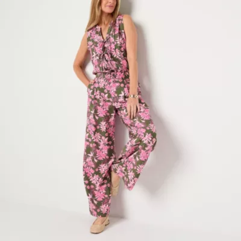 Liz Claiborne Womens Mid Rise Wide Leg Palazzo Pant