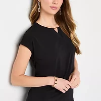Liz Claiborne Womens Keyhole Neck Short Sleeve Blouse
