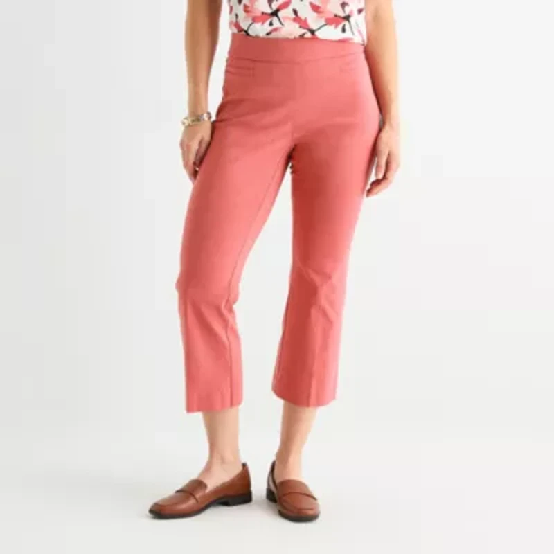 Liz Claiborne Lisa Womens Flare Mid Rise Cropped Pant