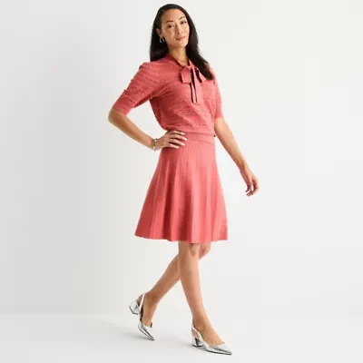 Liz Claiborne Womens Mid Rise Midi Pleated Skirt