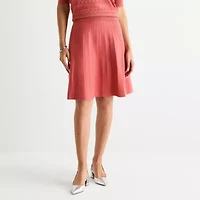 Liz Claiborne Womens Mid Rise Midi Pleated Skirt