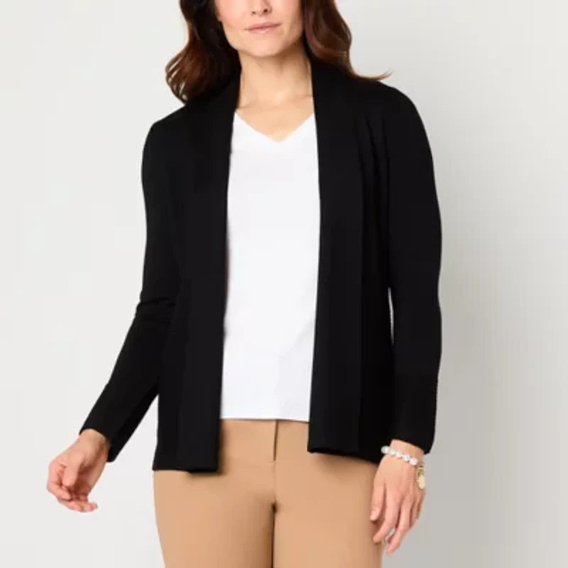 Liz Claiborne Womens Long Sleeve Open Front Cardigan