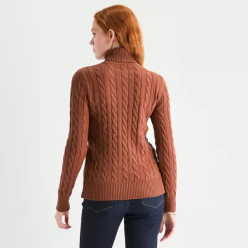 St. John's Bay Womens Turtleneck Long Sleeve Pullover Sweater
