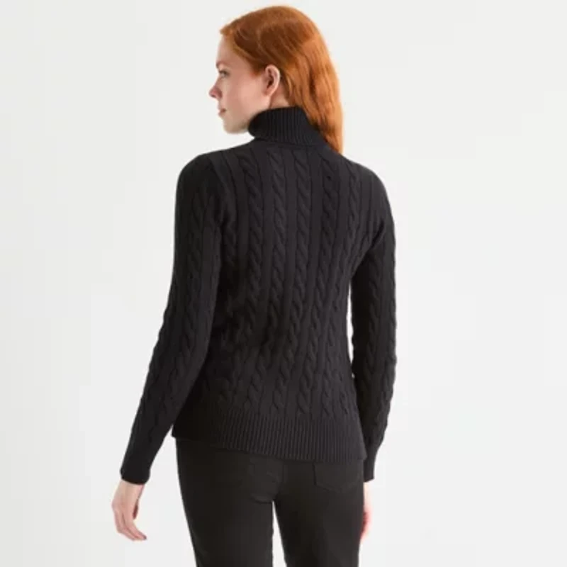 St. John's Bay Womens Turtleneck Long Sleeve Pullover Sweater
