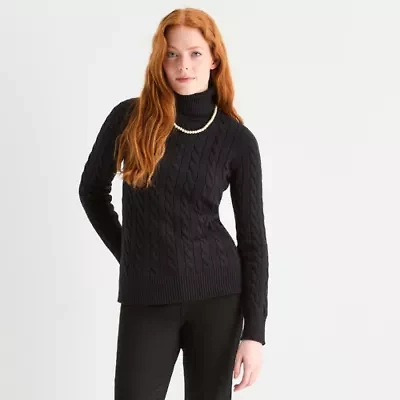 St. John's Bay Womens Turtleneck Long Sleeve Pullover Sweater
