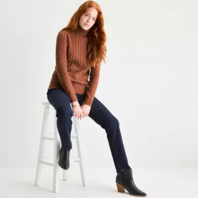 St. John's Bay Womens Turtleneck Long Sleeve Pullover Sweater