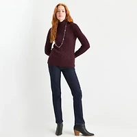 St. John's Bay Womens Turtleneck Long Sleeve Cable Knit Pullover Sweater