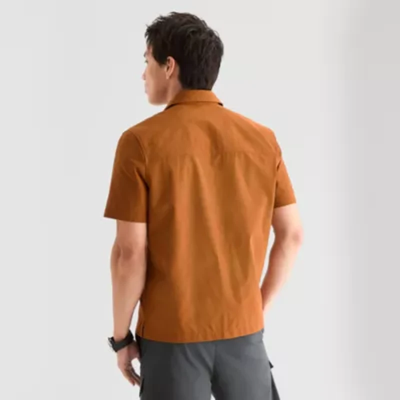 Stylus Mens Short Sleeve Mesh Woven Button-Down Shirt