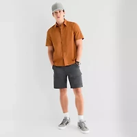 Stylus Mens Short Sleeve Mesh Woven Button-Down Shirt