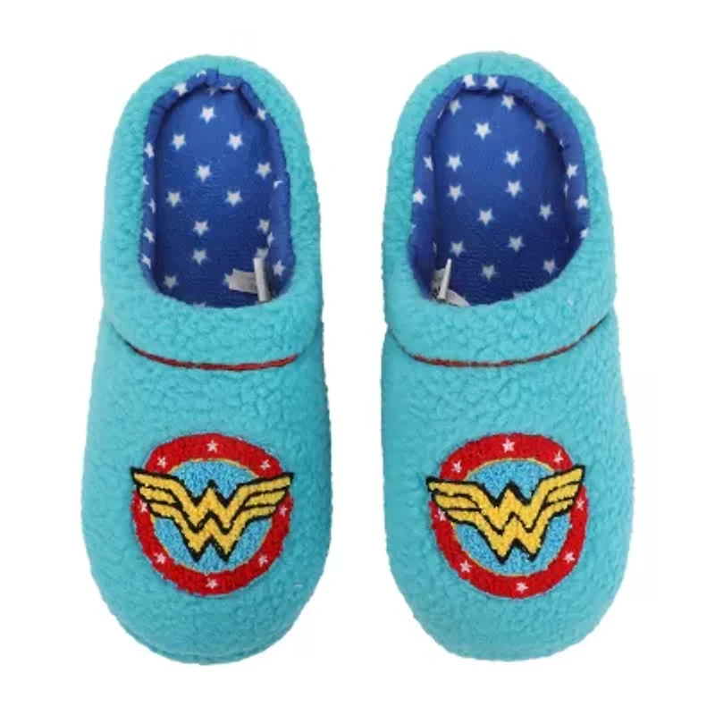 Wonder Woman Womens Faux Fur Trim Slip-On Slippers
