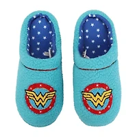 Wonder Woman Womens Faux Fur Trim Slip-On Slippers