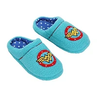 Wonder Woman Womens Faux Fur Trim Slip-On Slippers