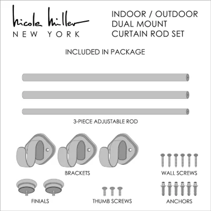 Nicole Miller Patio Country 1 Adjustable Curtain Rod