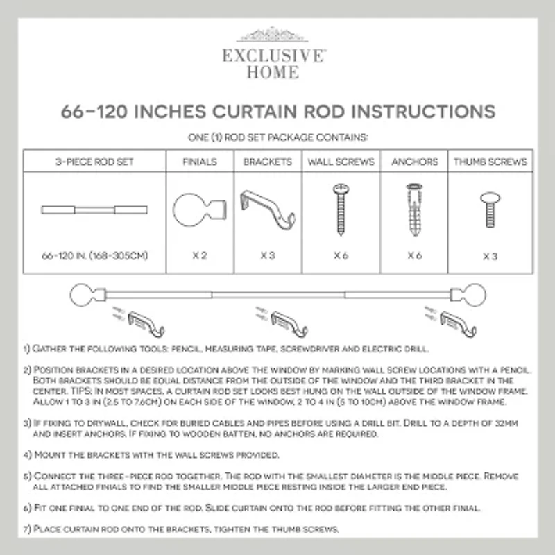 Exclusive Home Curtains Rope Knots 1 IN Adjustable Curtain Rod