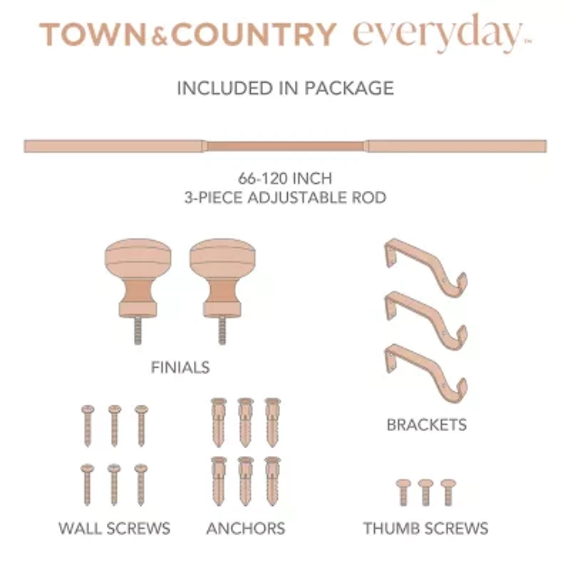 Town And Country Modern Rounded Cap 1 Adjustable Curtain Rod