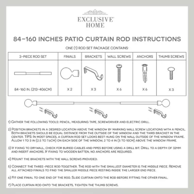 Exclusive Home Curtains Napoleon 1 Adjustable Curtain Rod