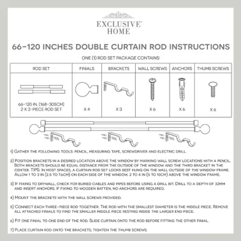 Exclusive Home Curtains Ogee/Topper Double Double Curtain Rod