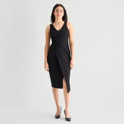 Marc New York Womens V Neck Sleeveless Sheath Dress