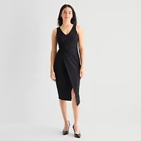 Marc New York Womens V Neck Sleeveless Sheath Dress