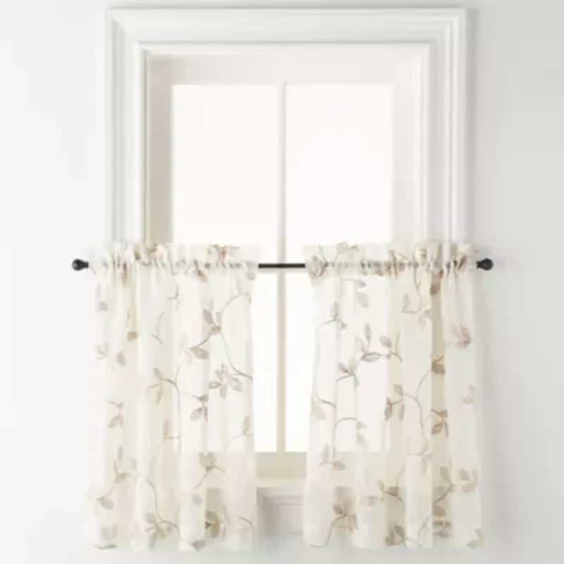 Regal Home Meadow Embroidered 2-pc. Rod Pocket Window Tier