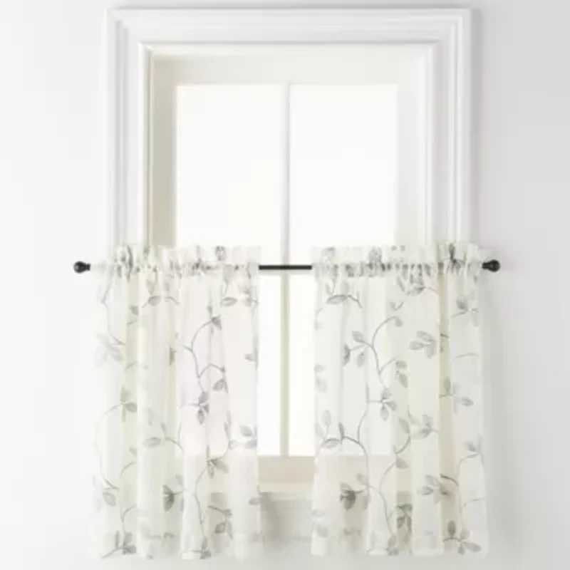 Regal Home Meadow Embroidered 2-pc. Rod Pocket Window Tier