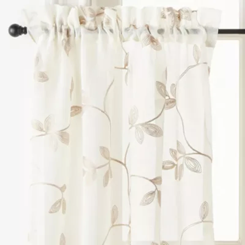 Regal Home Meadow Embroidered 2-pc. Rod Pocket Window Tier