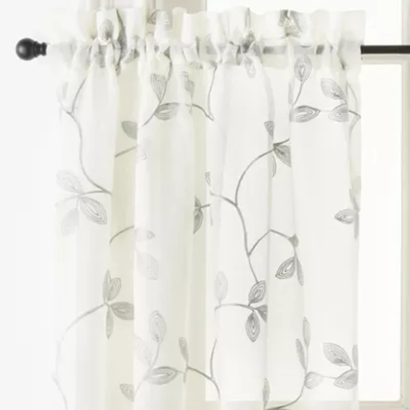 Regal Home Meadow Embroidered 2-pc. Rod Pocket Window Tier