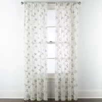 Regal Home Meadow Rod Pocket Embroidered Sheer Single Curtain Panel