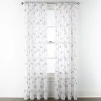 Regal Home Meadow Rod Pocket Embroidered Sheer Single Curtain Panel