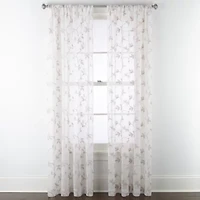 Regal Home Meadow Rod Pocket Embroidered Sheer Single Curtain Panel