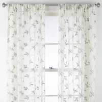 Regal Home Meadow Rod Pocket Embroidered Sheer Single Curtain Panel