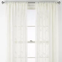 Regal Home Meadow Rod Pocket Embroidered Sheer Single Curtain Panel