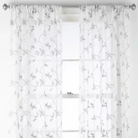 Regal Home Meadow Rod Pocket Embroidered Sheer Single Curtain Panel