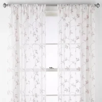 Regal Home Meadow Rod Pocket Embroidered Sheer Single Curtain Panel