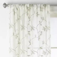 Regal Home Meadow Rod Pocket Embroidered Sheer Single Curtain Panel