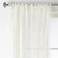 Regal Home Meadow Rod Pocket Embroidered Sheer Single Curtain Panel